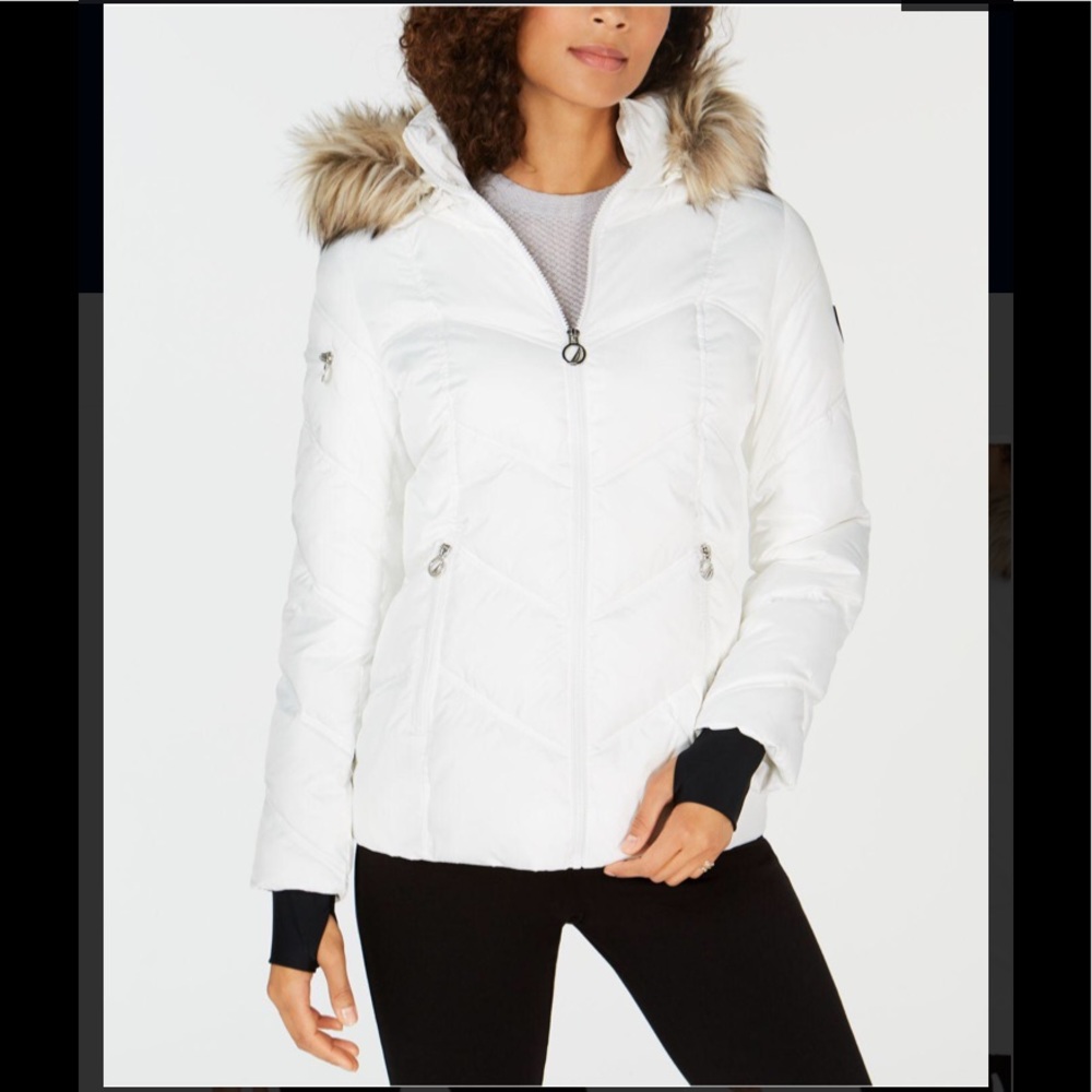 Nautica Faux-fur-trim Hooded Puffer marshmalow,NWT